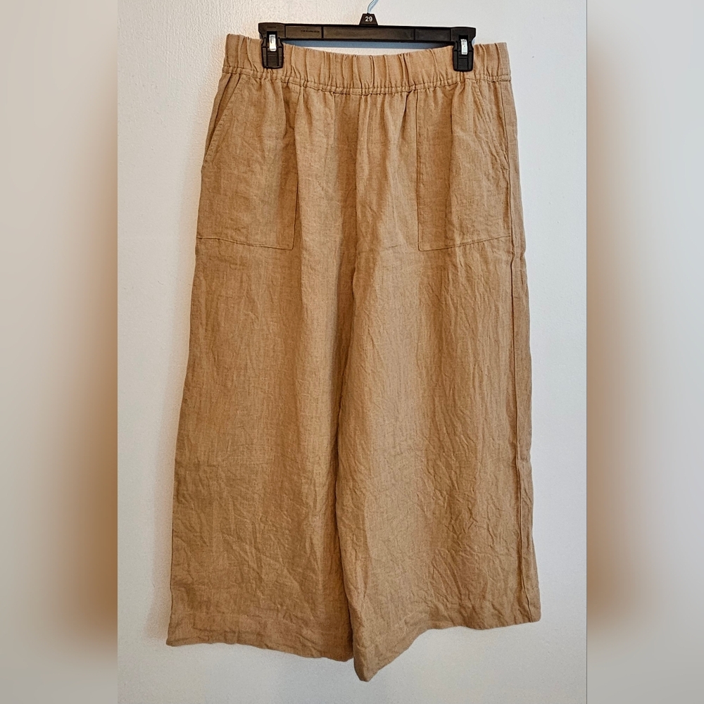 Chic Camel/Tan Wide Leg Women's Linen Pants